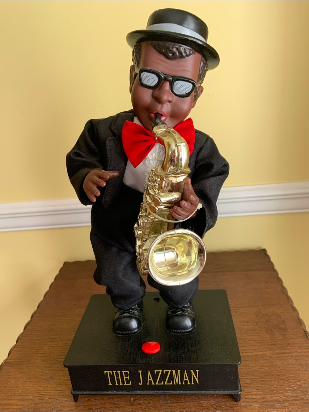 Vintage “The Jazzman” 16” Dancing Saxophonist Player Figure with Music on Base